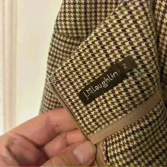 NWT Women’s J. McLaughlin Maddie Skirt.2. Plaid Houndstooth Brown zip front wrap - Picture 6 of 13
